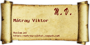 Mátray Viktor névjegykártya